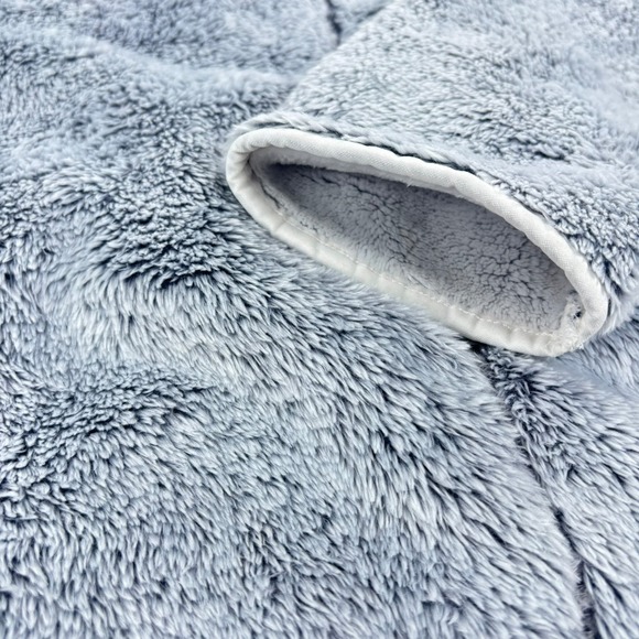 St. Johns Bay Fleece Pullover Quarter Zip Womens Sz L Faux Fur Gray Soft Cozy - Picture 7 of 11